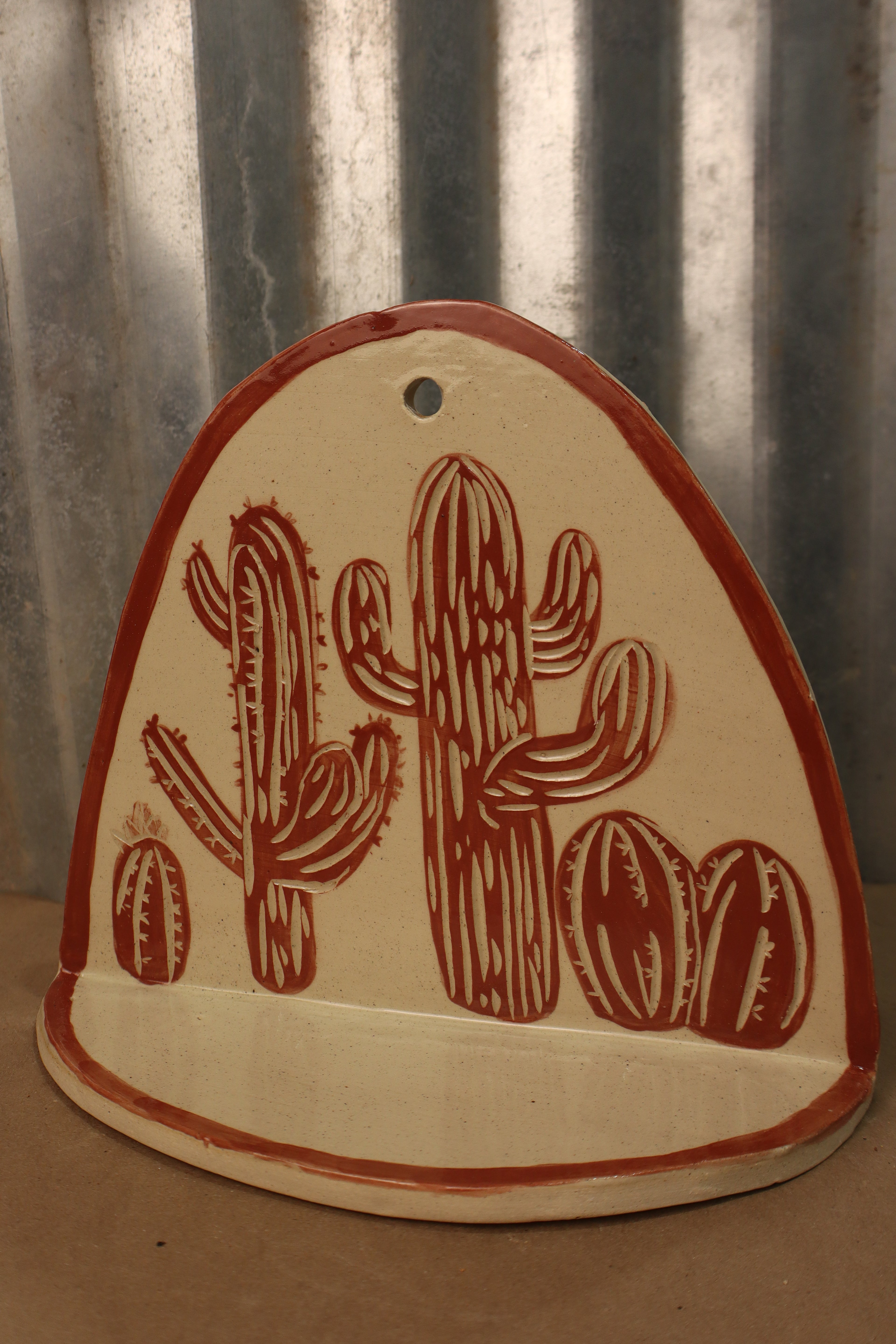 Carved Cactus Wall Sconce