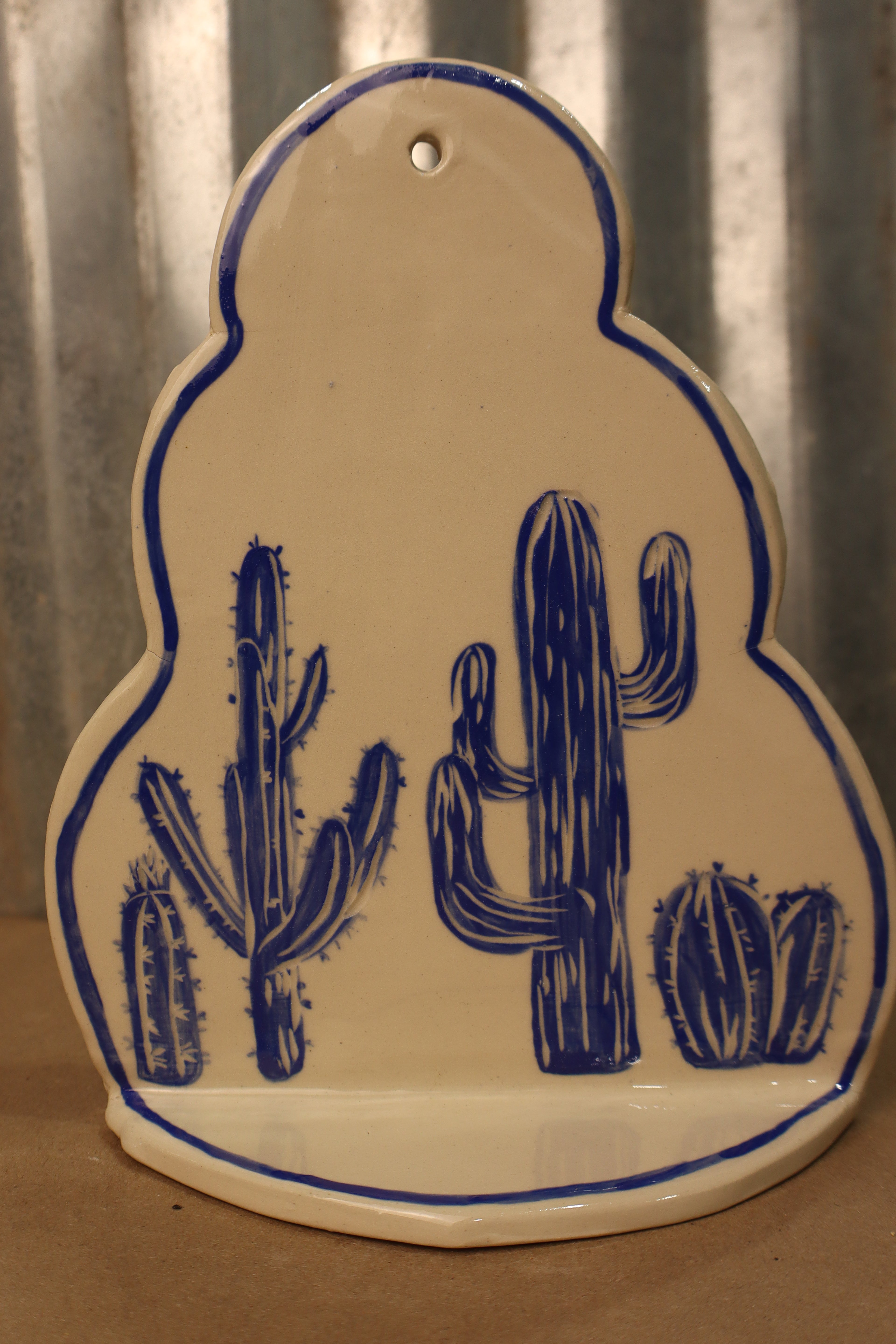 Blue Cactus Sconce