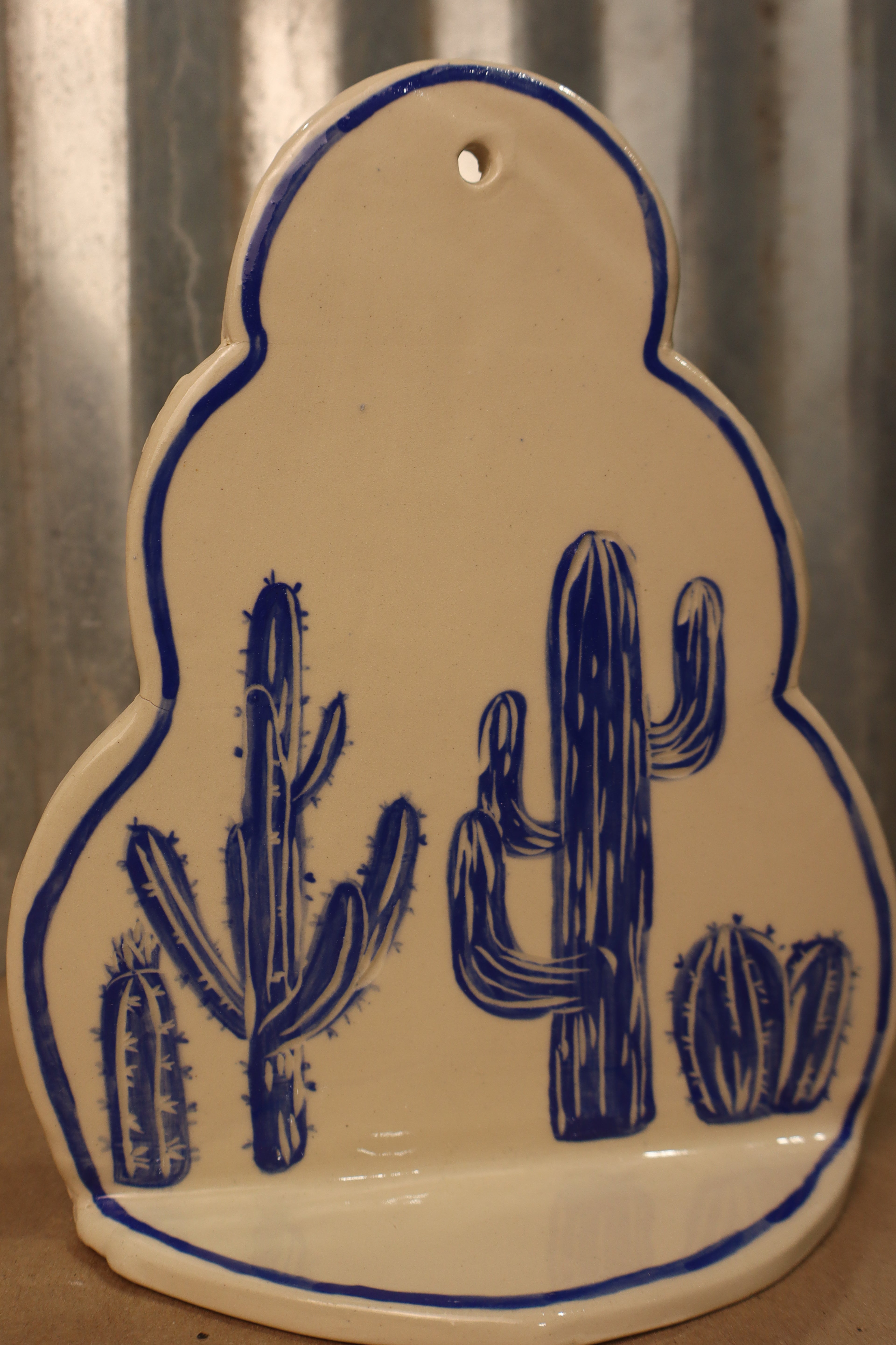 Blue Cactus Sconce