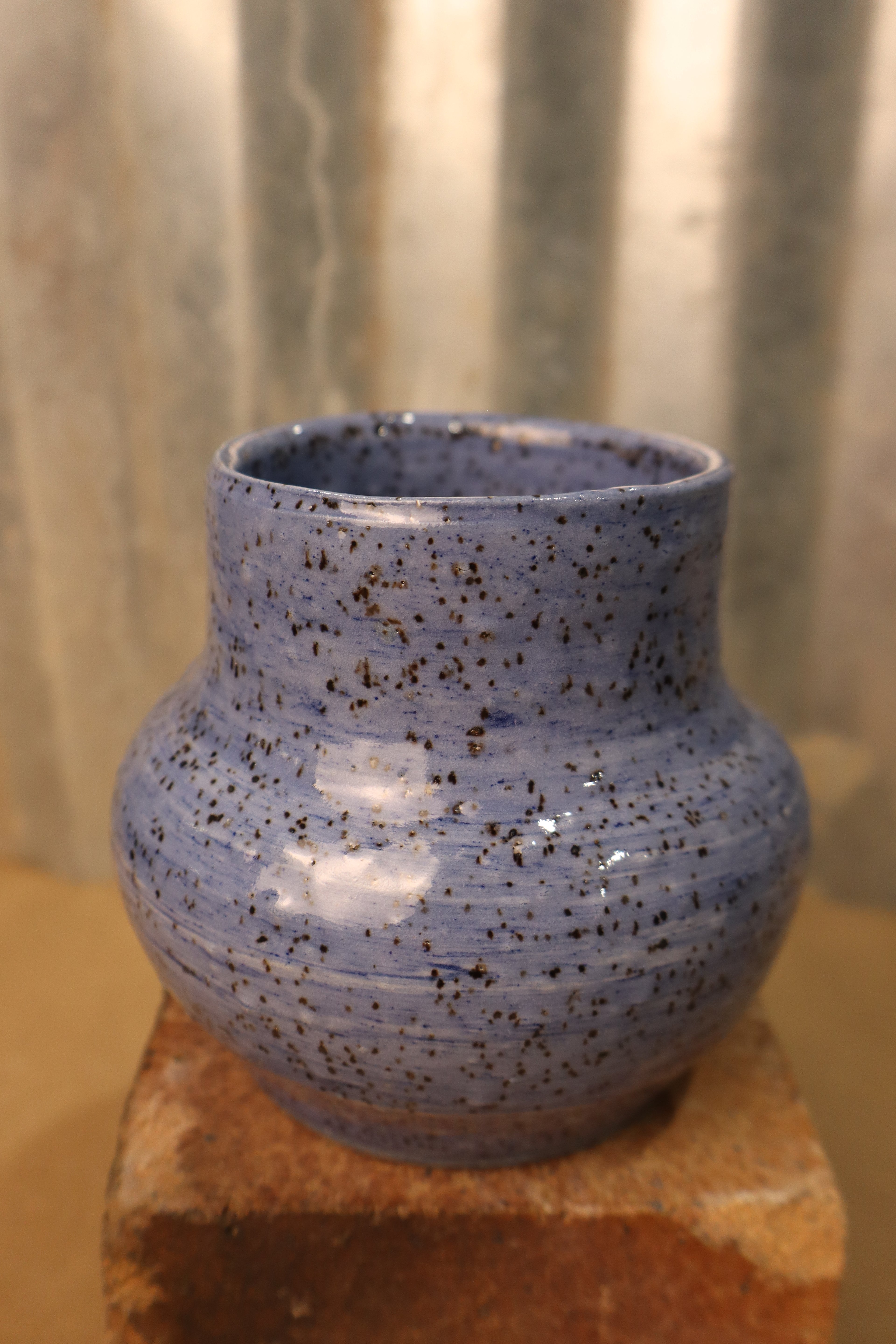 Blue Specks Bud Vase