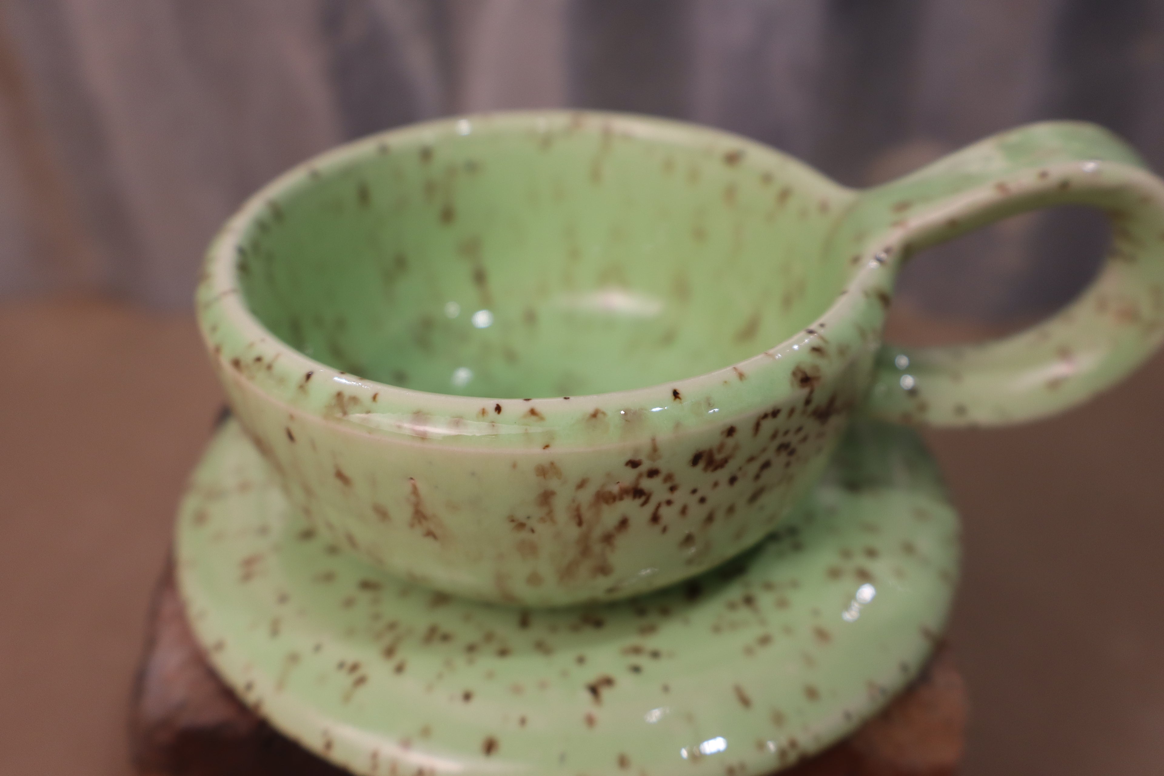 Green Speck Tea Cup Set